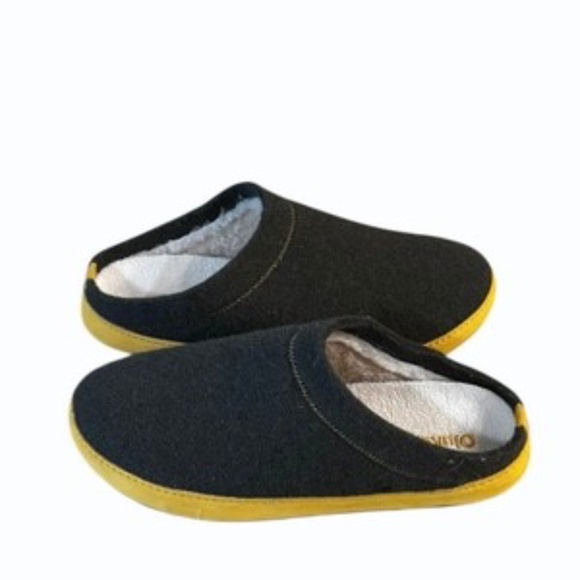 Olukai Hamani Hulu Mens Wool Mule Slipper Size 11 Dusty Olive Mustard - Picture 3 of 9